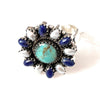 Handmade Sterling Silver & Multi Stone Cluster Adjustable Ring