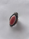 Beautiful Navajo Sterling Silver & Pink Conch Oval Ring Signed