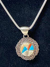 Navajo Turquoise, Coral & Mother of Pearl Pendant Necklace