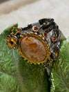 Fire Opal Tsavorite Ruby Sterling Ring 6.5