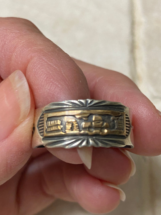 Sterling Silver Copper Story Teller Ring Size 12.5