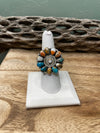 Navajo Spice And Sterling Silver Adjustable Flower Ring