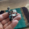 Handmade Sterling Silver, Onyx & Aqua Calcedony Adjustable Ring Signed Nizhoni