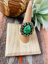 Handmade Sterling Silver, Gaspeite & Peridot Cluster Adjustable Ring