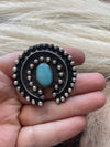 Navajo Sterling Silver & Turquoise Ring Size 8.5 Signed