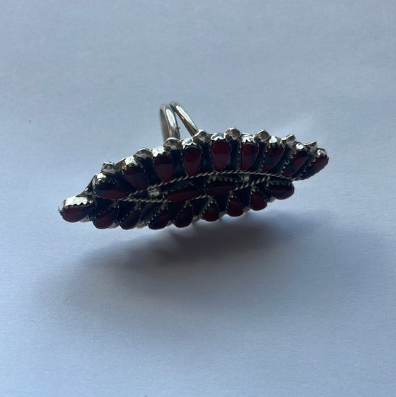 Navajo Sterling Silver & Red Mojave Cluster Ring