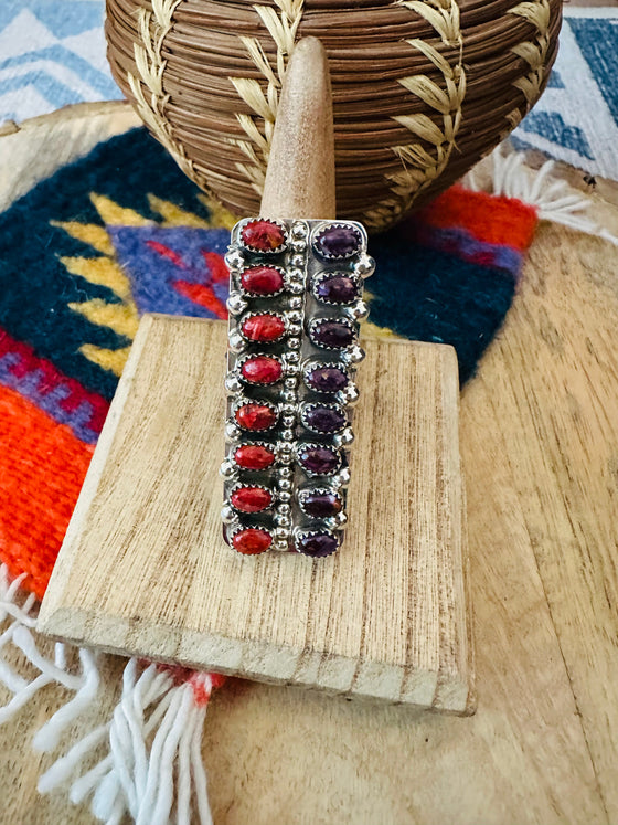 Navajo Sterling Silver & Spiny Ring Signed