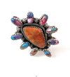 Handmade Sterling Silver, Pink Dream & Orange Mojave Cluster Adjustable Ring