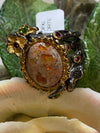 Fire Opal Tsavorite Ruby Sterling Ring 6.5