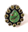 Handmade Sterling Silver, Gaspeite & Peridot Cluster Adjustable Ring