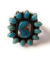 Handmade Sterling Silver, Spice & Turquoise Cluster Adjustable Ring