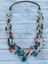 Navajo Mother of Pearl, Turquoise and Spiny Five Strand Beaded Necklace