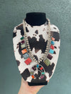 Navajo Multi Stone And Sterling Silver Squash Blossom Necklace Earrings Set By Selina Warner