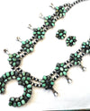 Navajo Carico Lake And Tibetan Turquoise Squash Necklace Earring Set Signed