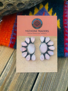  Navajo Pink Mother of Pearl & Sterling Silver Cluster Earrings