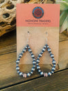 Navajo Sterling Silver Pearl & Pink Opal Dangle Hoop Earrings