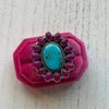 Handmade Pink Onyx & Turquoise Sterling Silver Adjustable Ring Signed Nizhoni