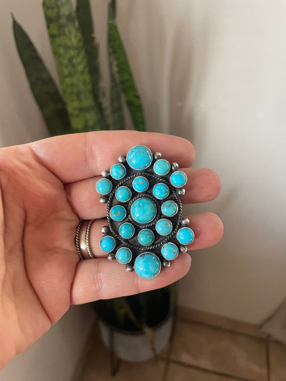 Navajo Sterling Silver & Turquoise Adjustable Ring