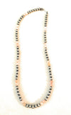 Navajo Sterling Silver Pearl & Pink Opal Beaded Necklace 20 inch