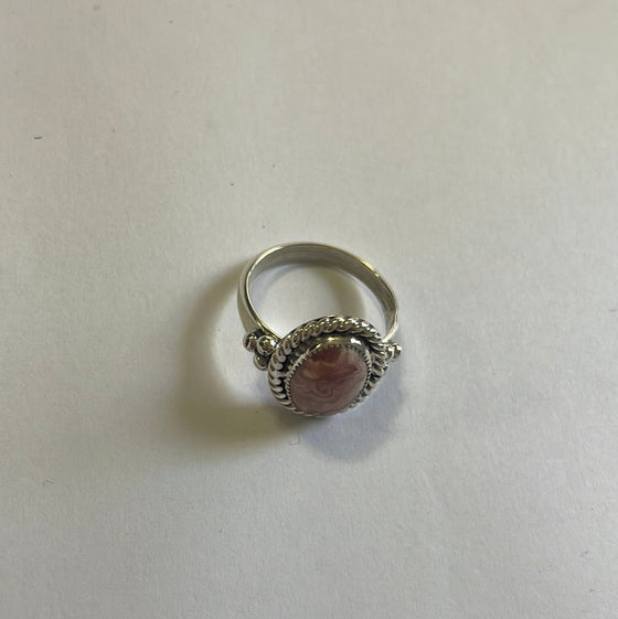 Navajo Sterling Silver & Rhodochrosite Oval Ring