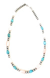 Navajo Sterling Silver Pearl, Turquoise & Queen Pink Conch Beaded Necklace 14”