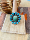 Handmade Sterling Silver, Variscite & Turquoise Cluster Adjustable Ring