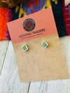 Zuni Mother of Pearl, Opal & Sterling Silver Diamond Inlay Stud Earrings