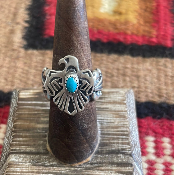 Navajo Sterling Silver Turquoise Thunderbird Ring