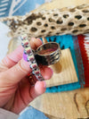 Handmade Sterling Silver, Fordite & Onyx Cluster Adjustable Ring