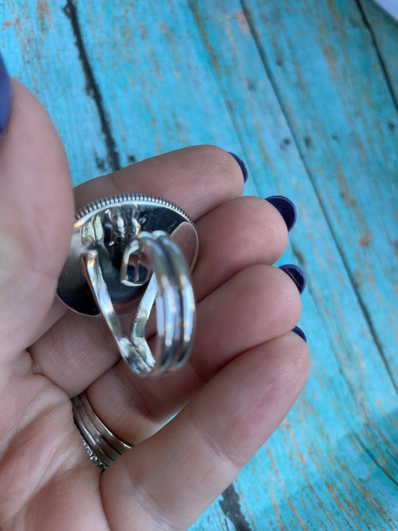 Navajo Golden Hills Turquoise And Sterling Silver Adjustable Ring