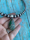 Navajo Turquoise And Sterling Silver Pearl Beaded Choker Necklace