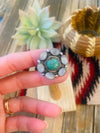 Handmade Sterling Silver, Mother of Pearl & Turquoise Cluster Adjustable Ring