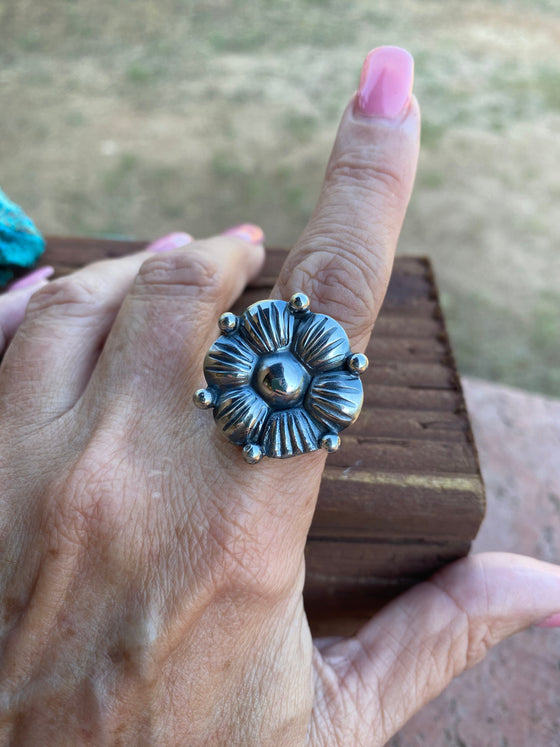 Navajo Sterling Silver Adjustable Flower Ring