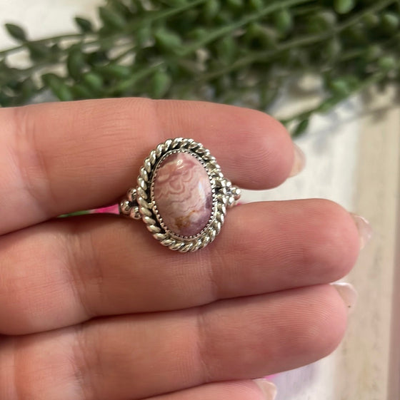 Navajo Sterling Silver & Rhodochrosite Oval Ring