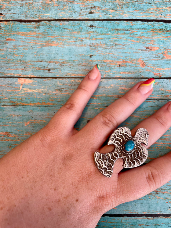 Navajo Turquoise & Sterling Silver Adjustable Ring