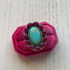 Handmade Pink Onyx & Turquoise Sterling Silver Adjustable Ring Signed Nizhoni