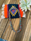 Navajo Multi Stone & Sterling Silver Pearl Beaded 36” Necklace