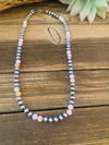 Navajo Sterling Silver Pearl & Pink Opal Beaded Necklace 18 inch