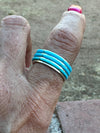 Zuni Sterling Silver Turquoise 3 Row Ring