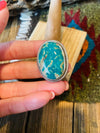 Navajo Gold Canyon Turquoise & Sterling Silver Adjustable Ring by Wydell Billie