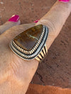 Navajo Ribbon Turquoise And Sterling Silver Triangle Ring